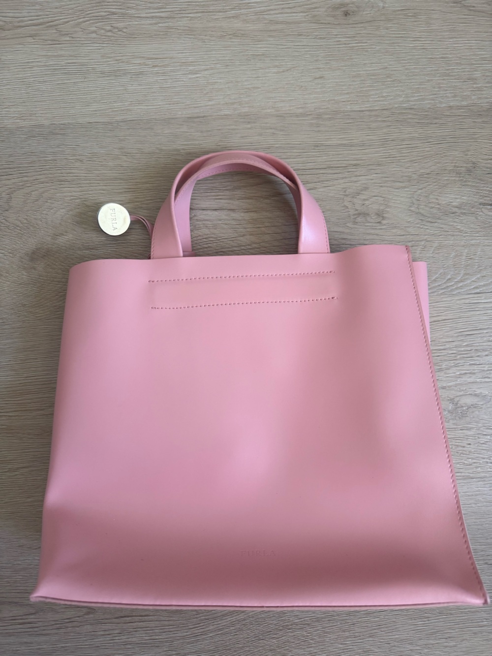 Furla Pink Leather Tote Bag Minimalist Italian Designer Handbag - Picture 2 of 4